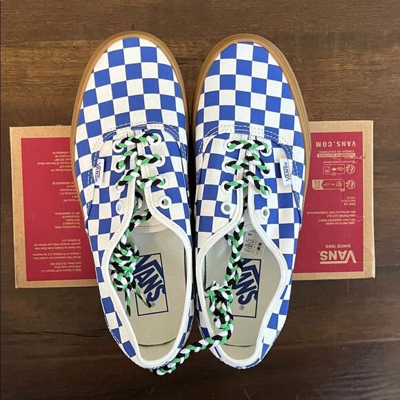 Vans Authentic checkboard blue/white women size 7.5 - Picture 2 of 6